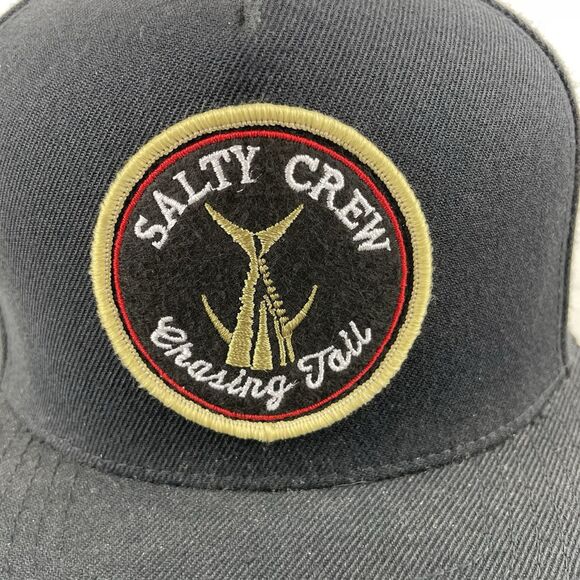 Salty Crew Chasing Tail Trucker Hat Black Flat Brim Logo Snapback Wool Blend Cap - Picture 2 of 10